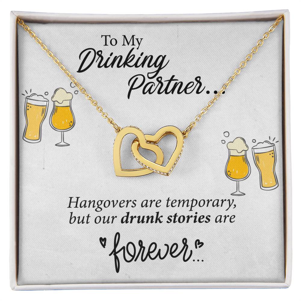 To My Beer Drinking Partner Interlocking Hearts Necklace