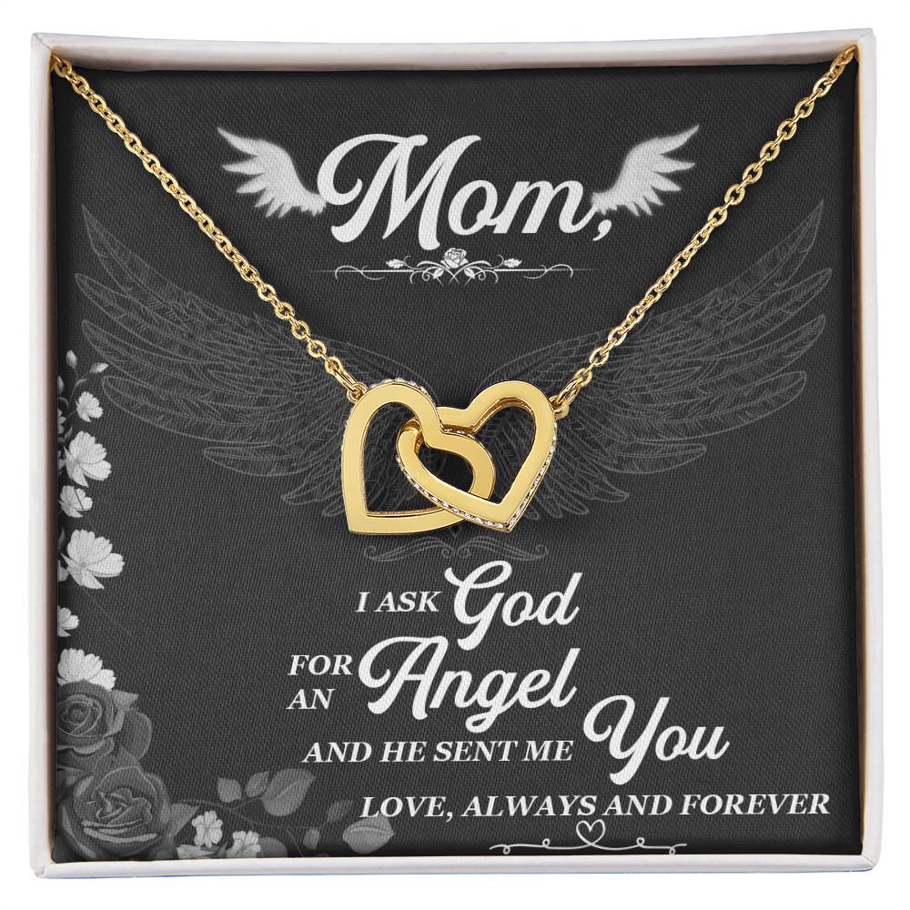 I Asked God For An Angel And He Sent Me You Interlocking Hearts Necklace