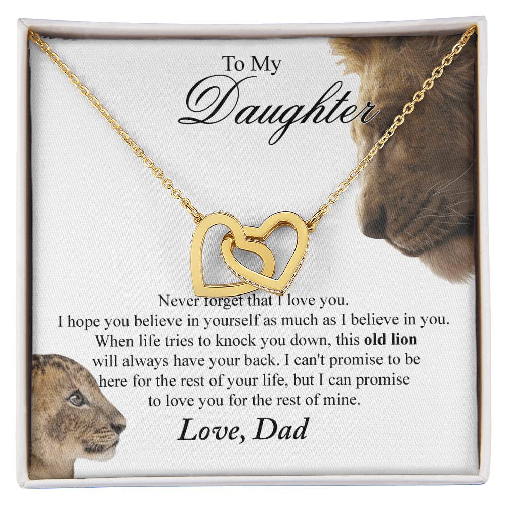 To My Daughter - Love Dad Interlocking Heart Interlocking Hearts Necklace