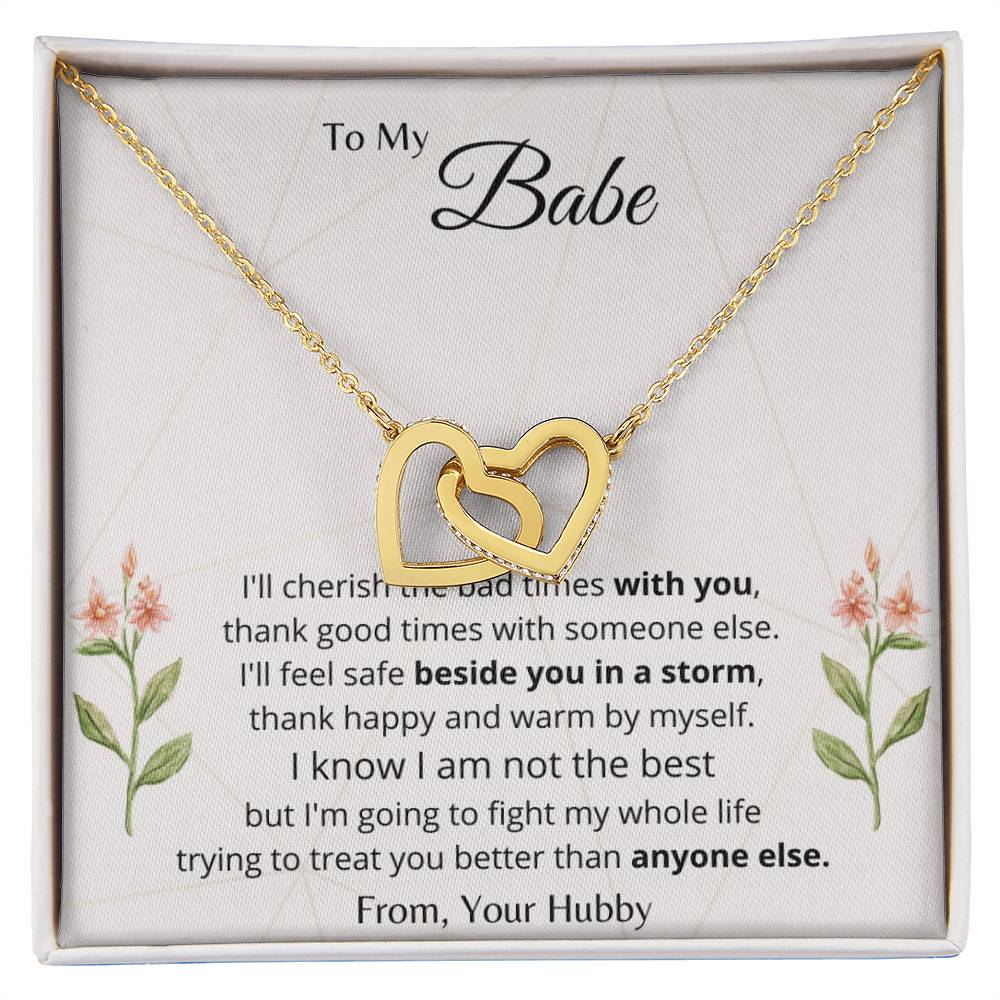 To My Babe Interlocking Hearts Necklace