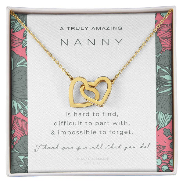 Nanny Appreciation Necklace Gift Nanny Thank You Gift Thank You Nanny Gift For Nanny Leaving A Truly Amazing Babysitter Gift Best Nanny Interlocking Hearts Necklace