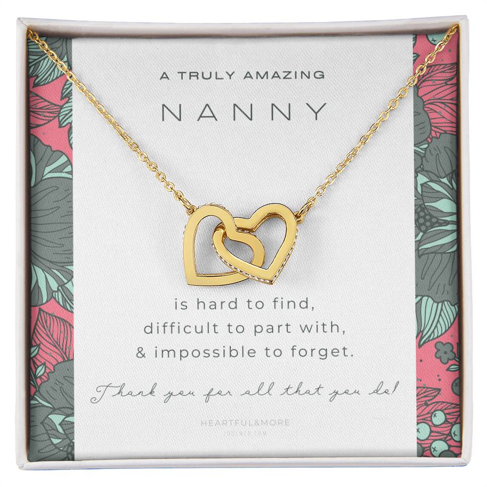 Nanny Appreciation Necklace Gift Nanny Thank You Gift Thank You Nanny Gift For Nanny Leaving A Truly Amazing Babysitter Gift Best Nanny Interlocking Hearts Necklace