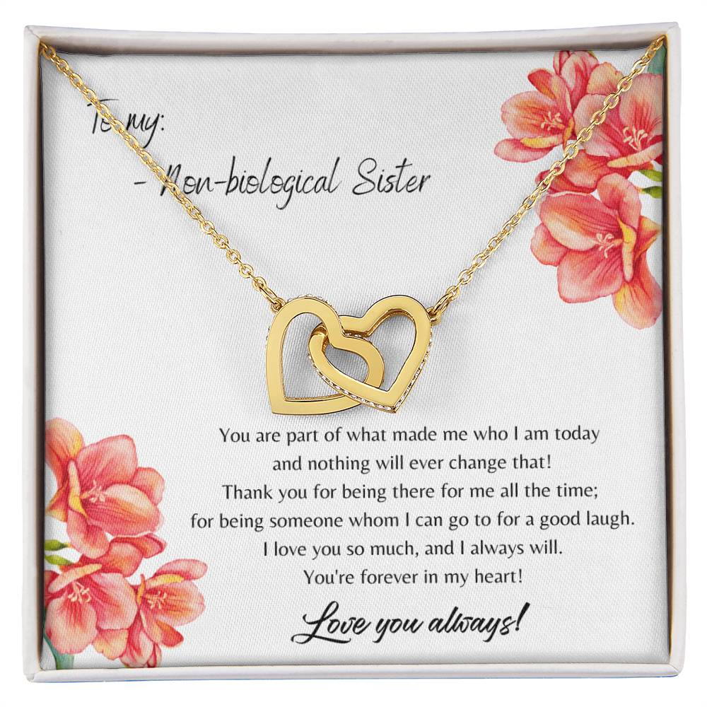To My Non-Biological Sister Interlocking Hearts Necklace