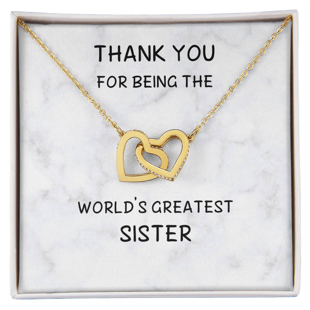 Thank You World'S Greatest Sister Interlocked Hearts Necklace Interlocking Hearts Necklace