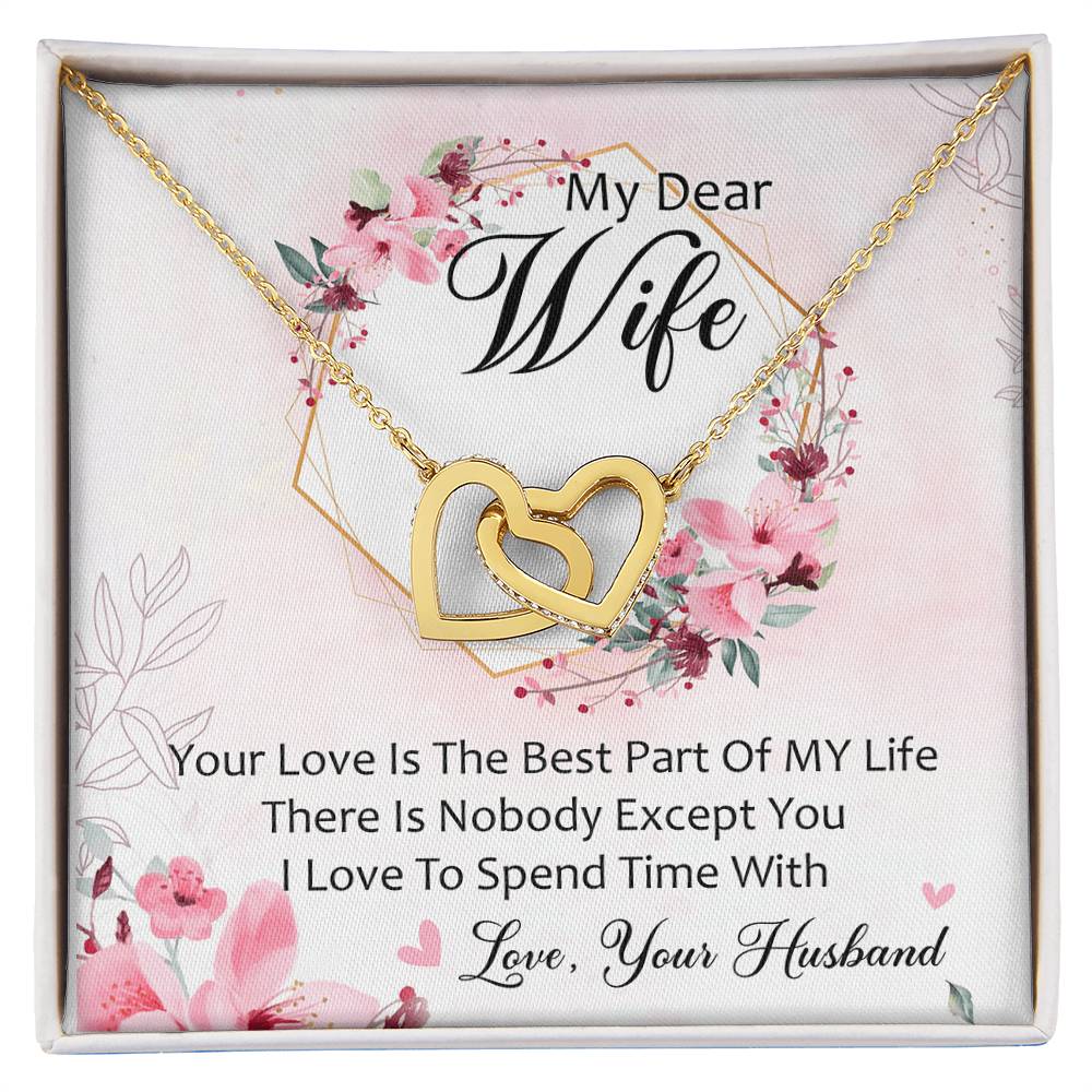 My Dear Wife I Love To Spend Time With You Interlocking Hearts Necklace