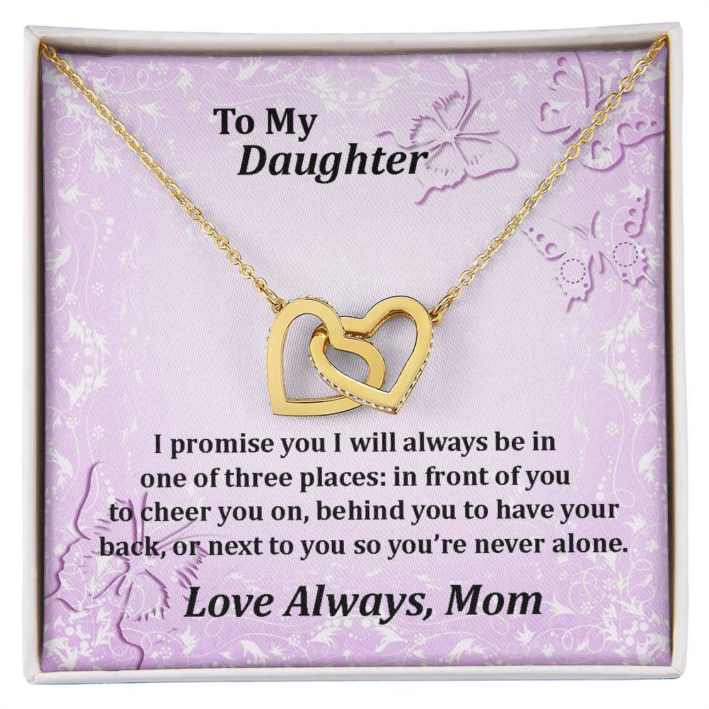 To My Daughter Always With You Never Ending Love Hearts Necklace Love Mom Interlocking Hearts Necklace