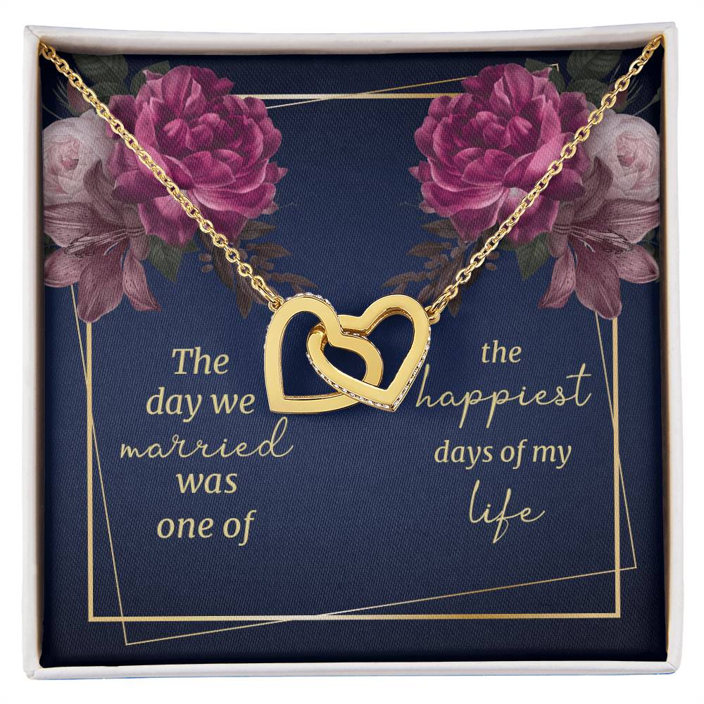 The Day We Married - Interlocking Hearts Necklace - Gift For Wife