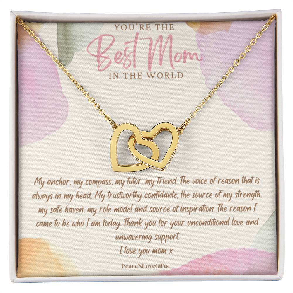 Best Mom Interlocking Hearts Necklace