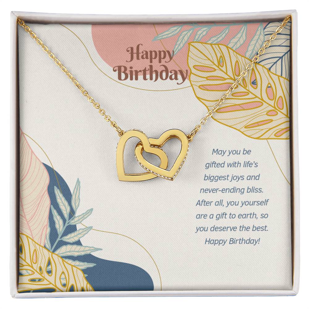 Happy Birthday! You Deserve The Best! - Interlocking Hearts Necklace