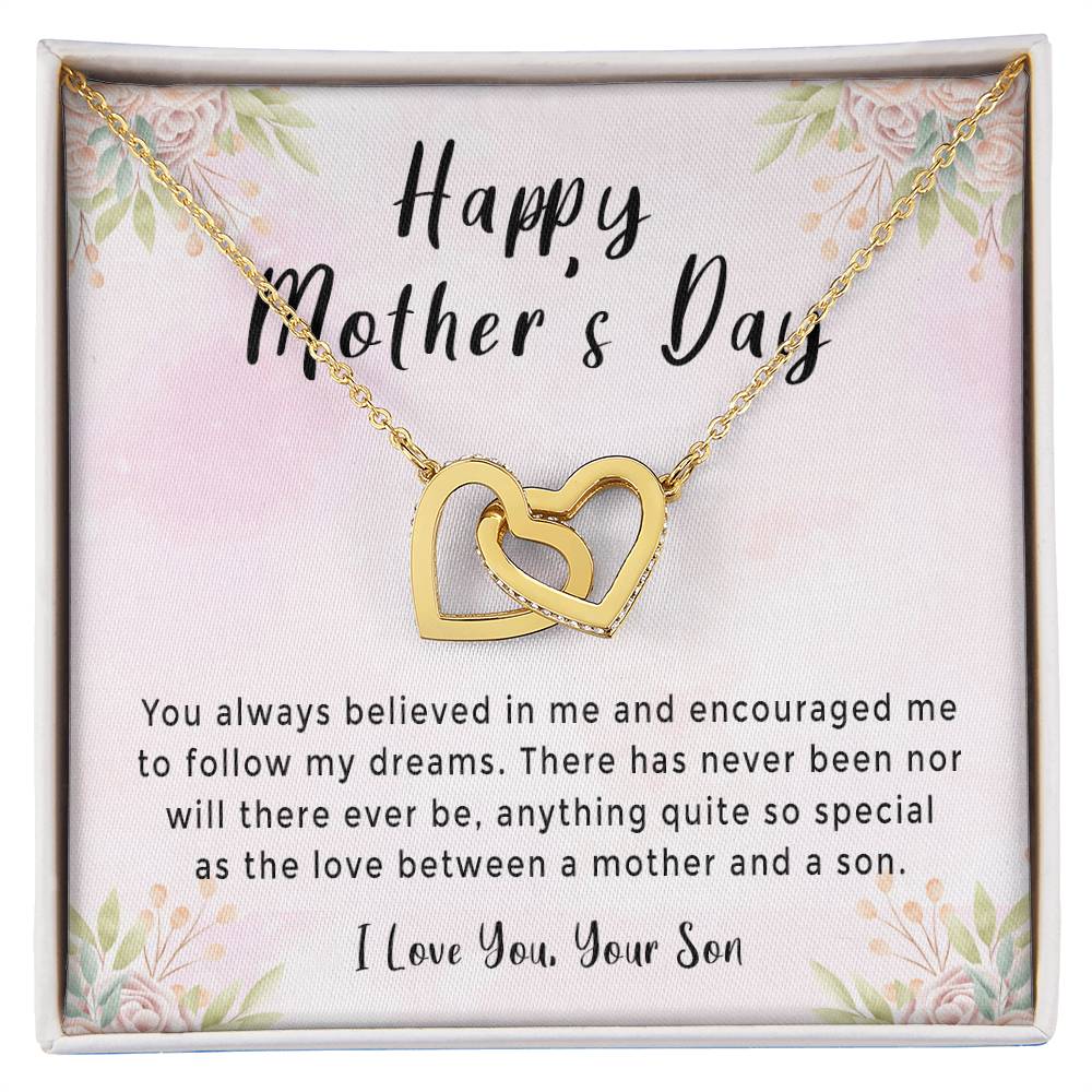 Mother'S Day Gift Necklace From Son On Interlocking Hearts Necklace