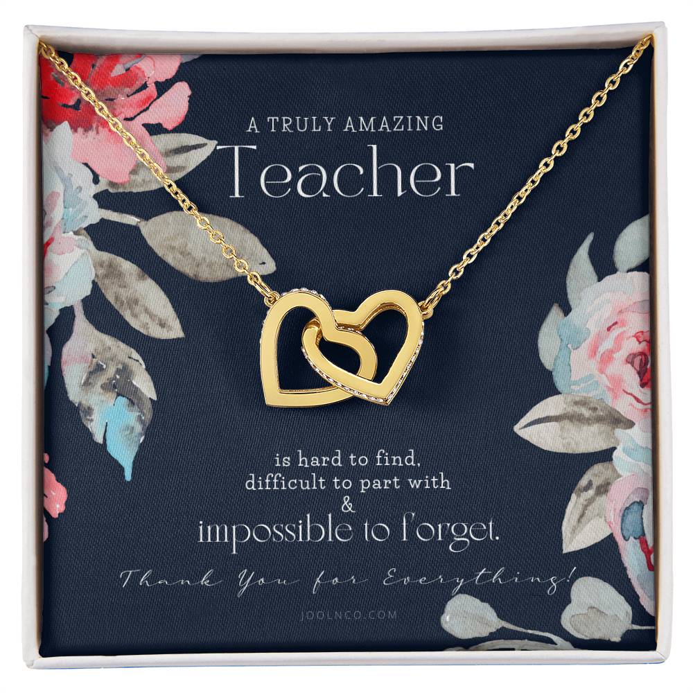 Teacher Gift Gift For Teacher Necklace A Truly Amazing Teacher Appreciation Gift Interlocking Hearts Necklace