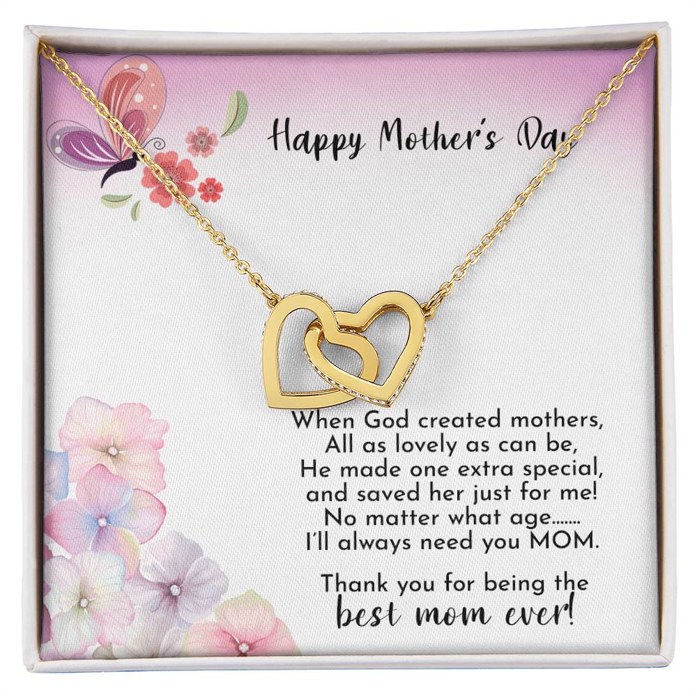 Happy Mother'S Day - Best Mom Ever - Necklace Interlocking Hearts Necklace