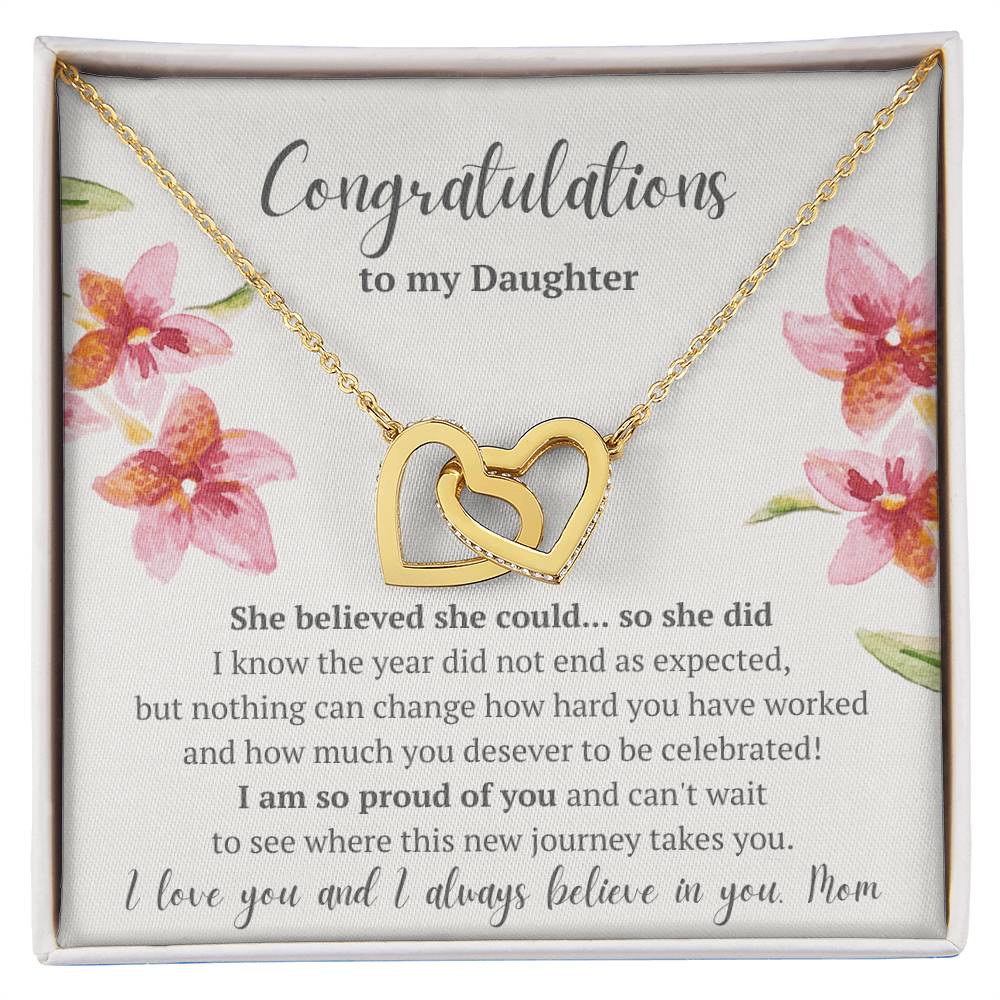 Graduation Congratulations Daughter Interlocked Hearts Necklace Interlocking Hearts Necklace