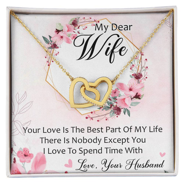 My Dear Wife Interlocking Hearts Necklace Message Card