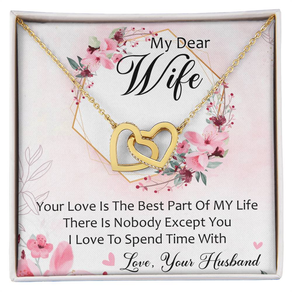 My Dear Wife Interlocking Hearts Necklace Message Card