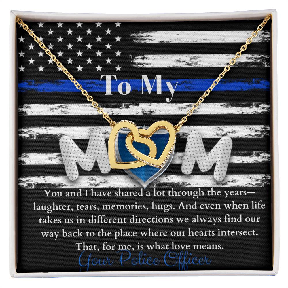 Police Officer'S Mom Necklace Interlocking Hearts Necklace