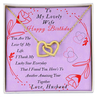Two Hearts Interlocked To My Lovely Wife-Happy Birthday Wife Gifts Birthday Gift Romantic Wife Gift Wife Jewelry Anniversary Wife Gift Interlocking Hearts Necklace