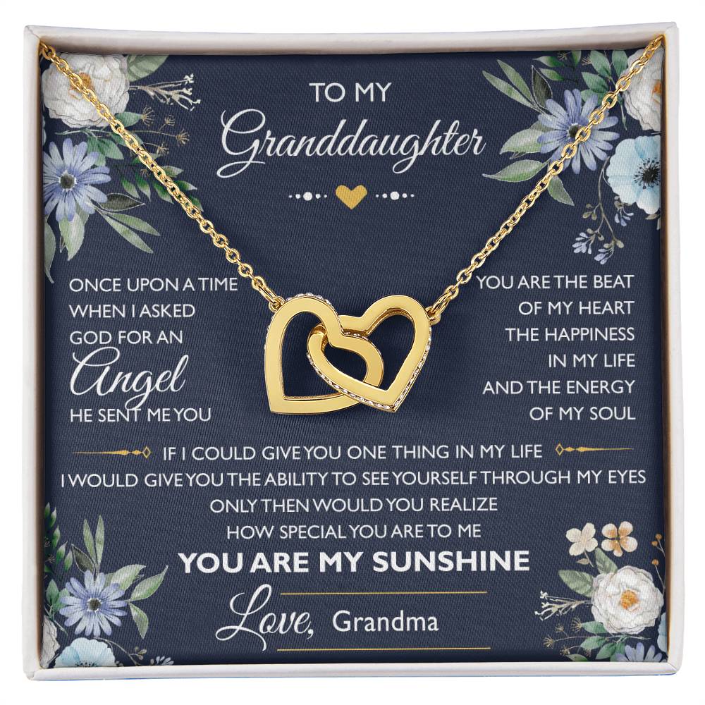 To My Granddaughter Message Card Necklace From Grandma Interlocking Hearts Necklace