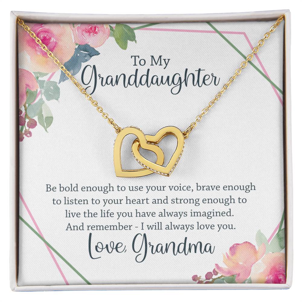 To My Granddaughter - Interlocking Hearts Necklace