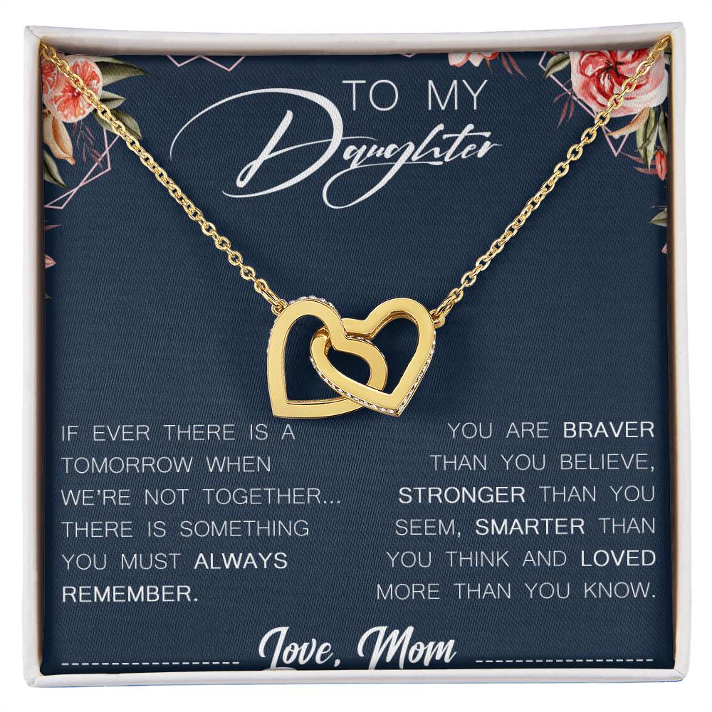 To My Daughter Interlocking Hearts Necklace Message Card