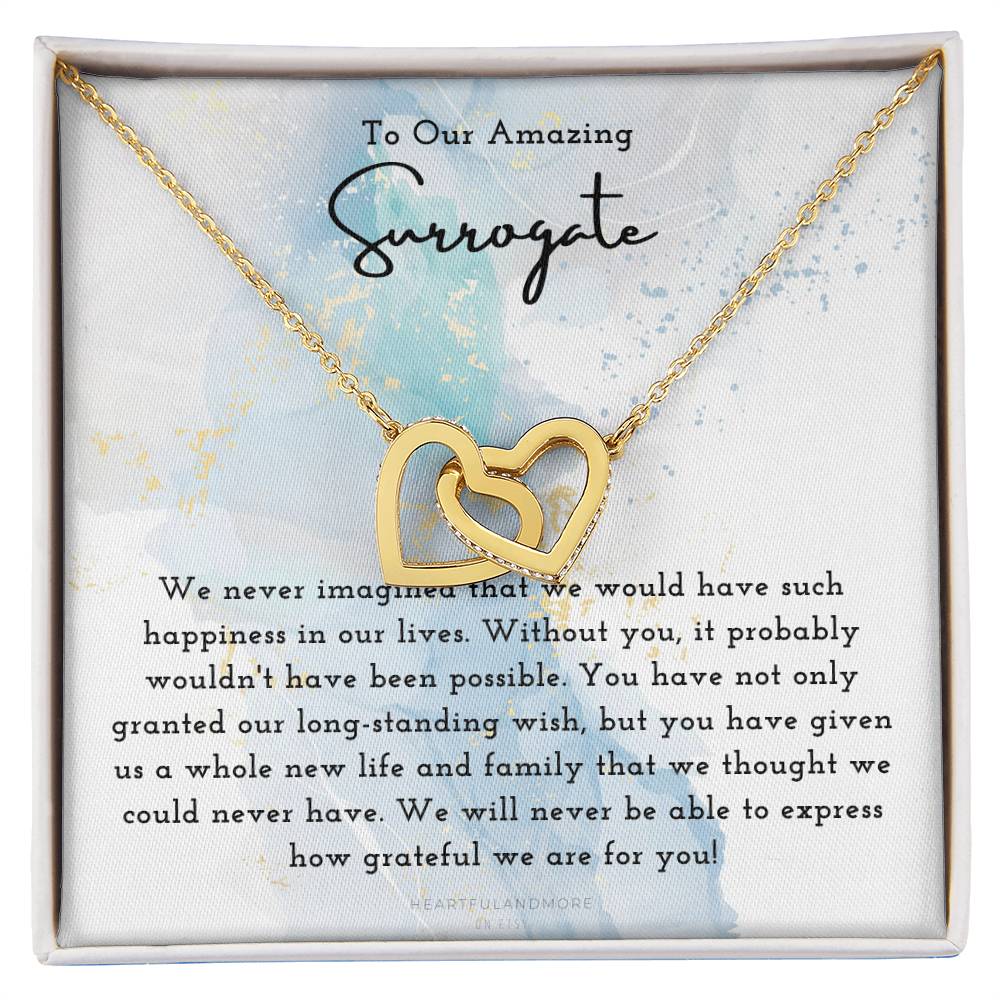 Surrogate Appreciation Gift Surrogate Gift Surrogate Gift With Message Card Surrogate Transfer Day Thank You Gift Interlocking Hearts Necklace