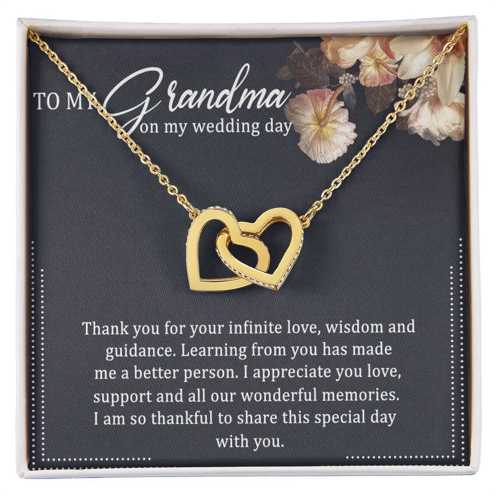 To My Grandma Interlocking Hearts Necklace Message Card
