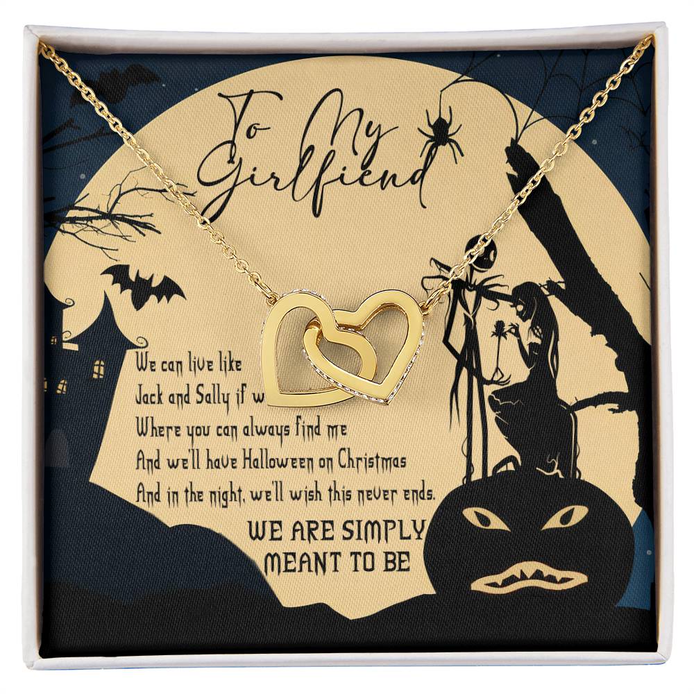 To My Girlfriend Necklace Halloween Gift Interlocking Hearts Necklace