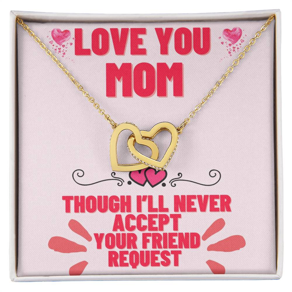 Mom’S Friend Request- Interlocking Hearts With Cubic Zirconia Interlocking Hearts Necklace