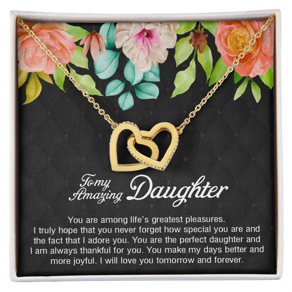To My Amazing Daughter You Are Special And Adored Interlocking Hearts Necklace