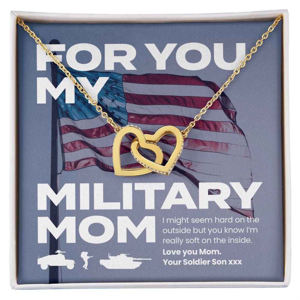 Soldier Son To Mom Double Heart Necklace Made In 🇺🇸 Interlocking Hearts Necklace