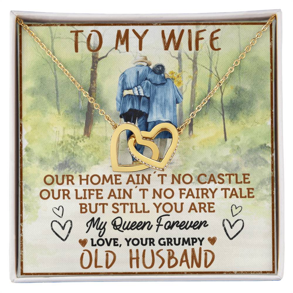 To My Wife - My Queen Forever Interlocking Hearts Necklace