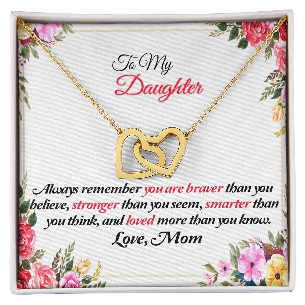 To My Daughter Joined Hearts Pendant Necklace Interlocking Hearts Necklace