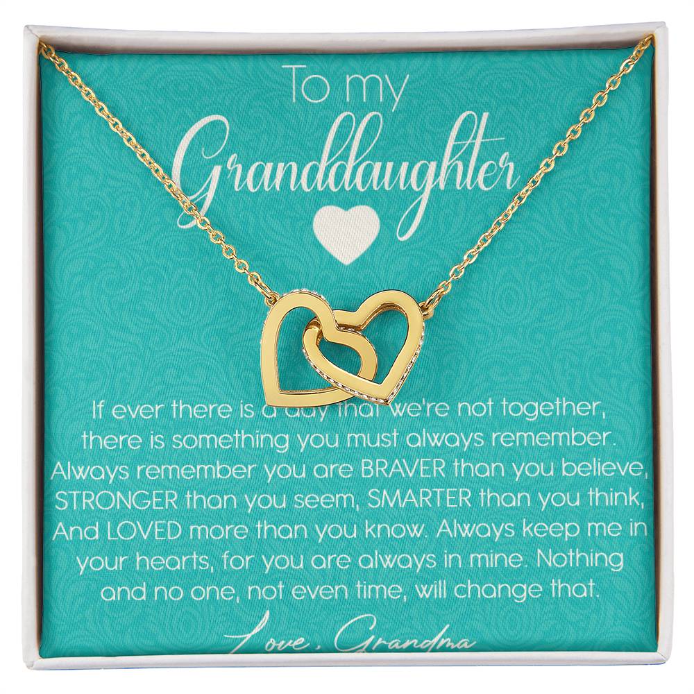 To My Granddaughter Interlocking Hearts Necklace Message Card