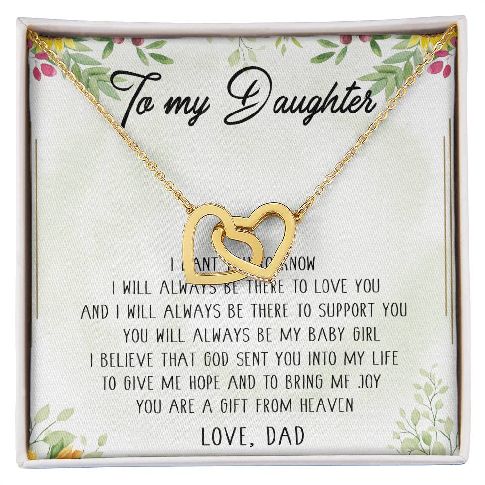 To My Daughter Interlocking Hearts Necklace Message Card