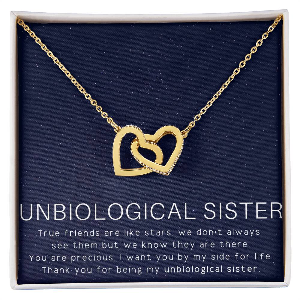 Unbiological Sister Necklace Soul Sister Sorority Sister Sister In Law Necklace Interlocking Hearts Necklace