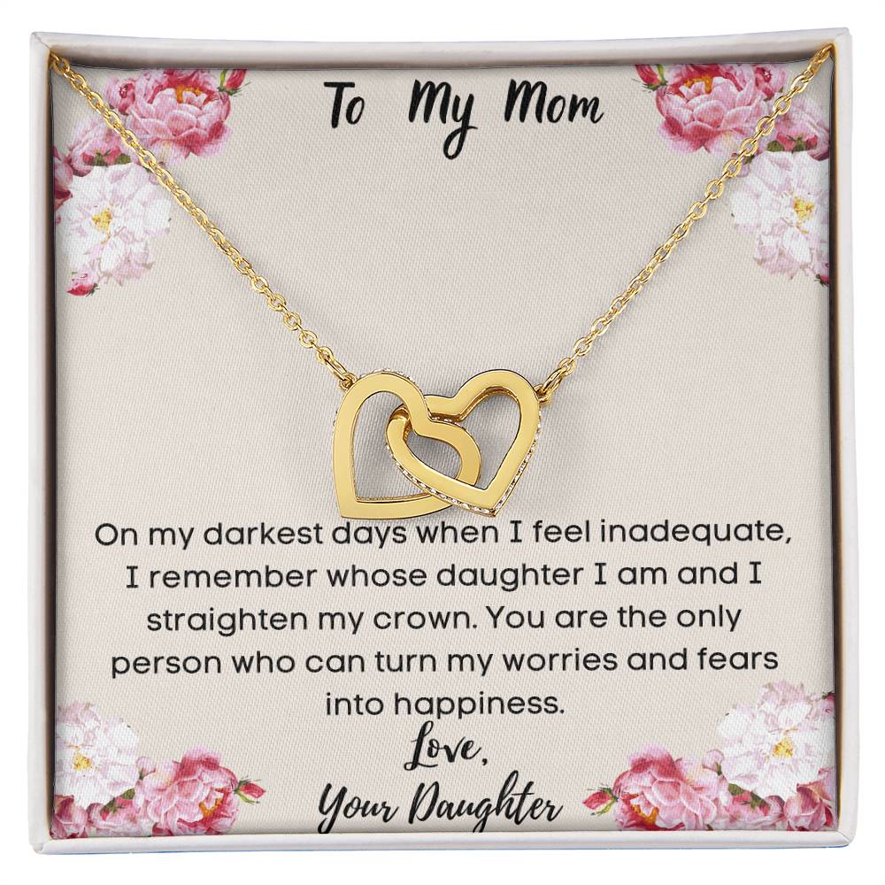 To My Mom From Your Daughter Interlocking Necklace Interlocking Hearts Necklace
