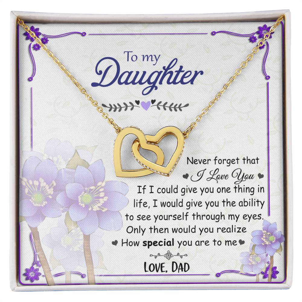 To My Daughter - Never Forget - Interlocked Hearts Necklace Interlocking Hearts Necklace