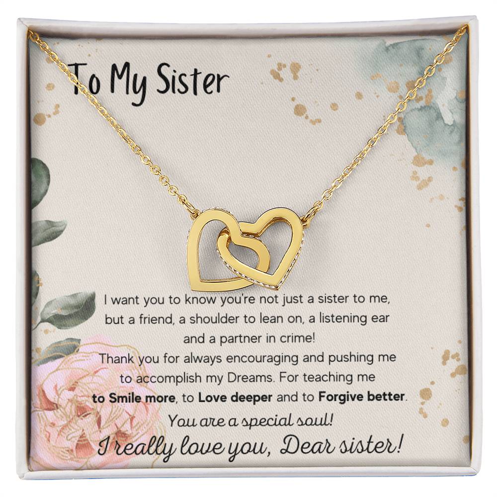 To My Sister Interlocking Hearts Necklace