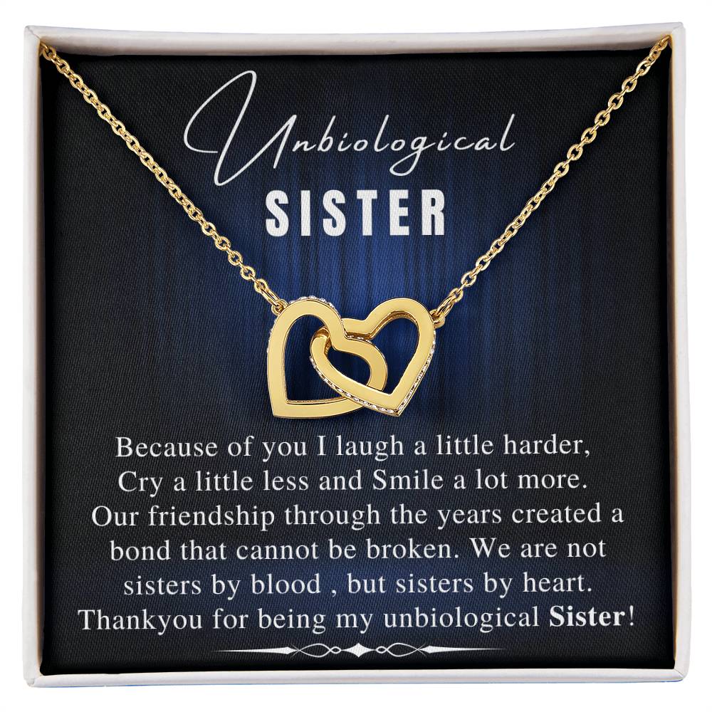 Unbiological Sister Necklace Soul Sister Sorority Sister Sister In Law Necklace Step Sister Gift Jewelry Tray Sister Necklace Interlocking Hearts Necklace
