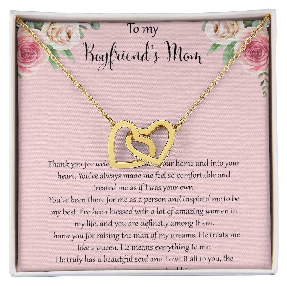 To My Boyfriends Mom - Pink Interlocking Hearts Necklace
