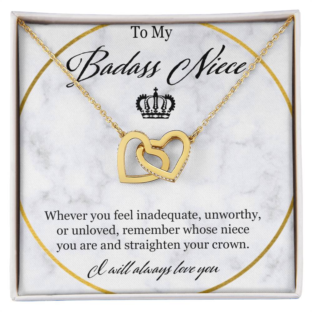 To My Badass Niece Interlocking Hearts Necklace