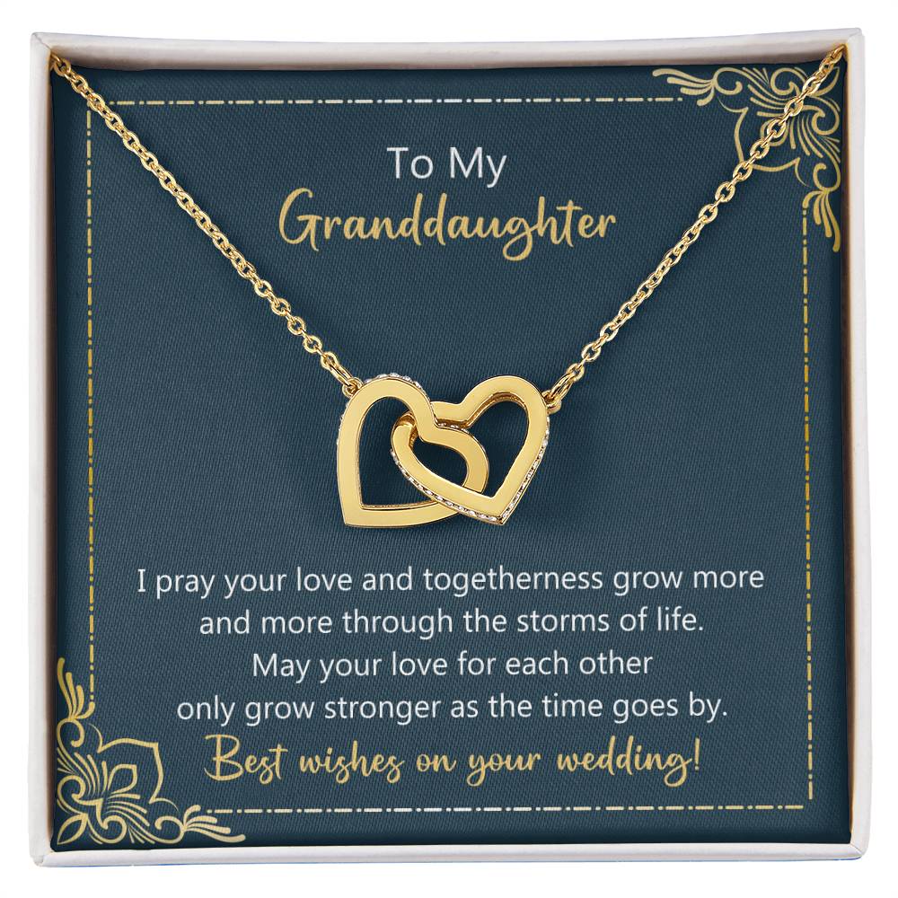 To My Granddaughter May Your Love Grow Stronger Necklace Interlocking Hearts Necklace