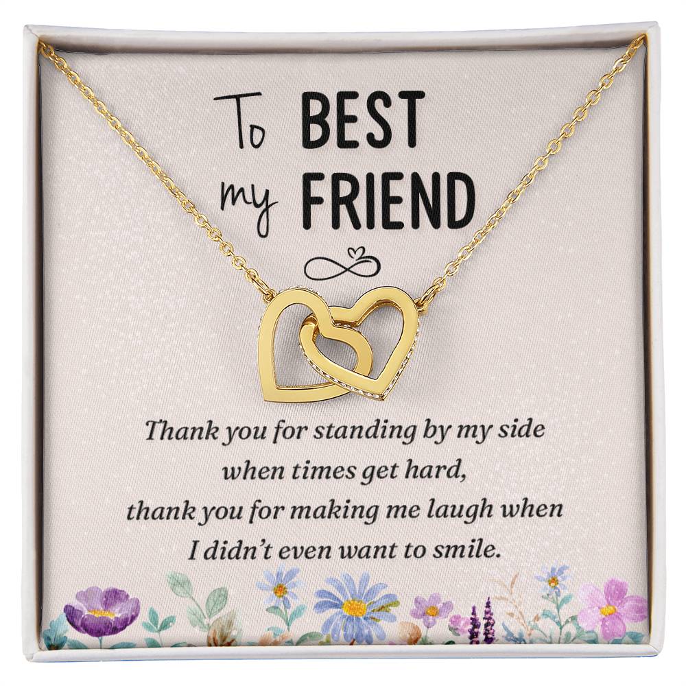 To My Best Friend-Thank You Interlocking Hearts Necklace
