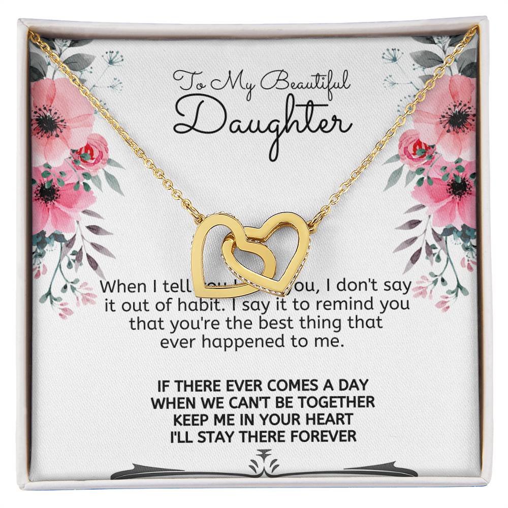 To My Daughter-Interlocking Hearts Necklace