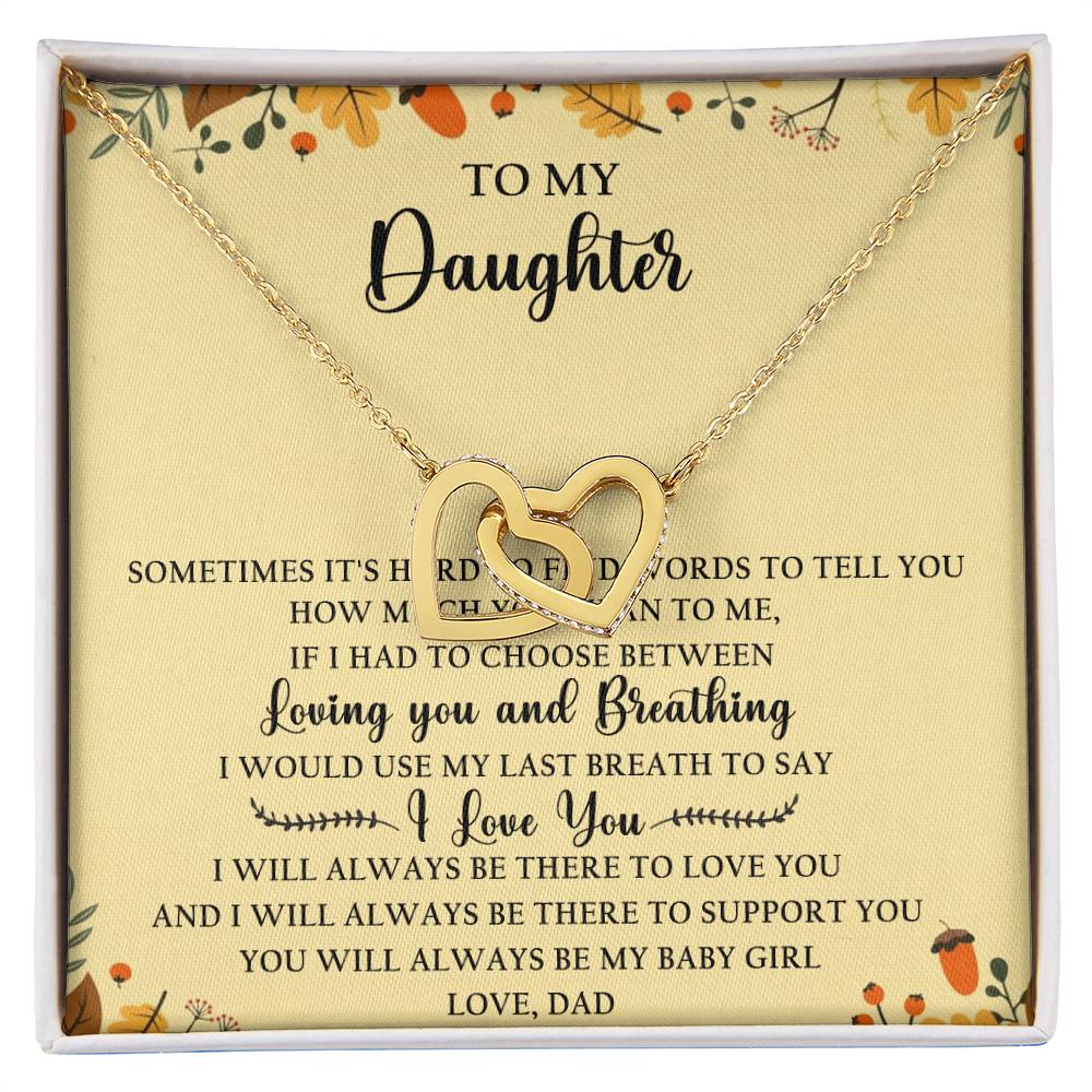To My Daughter Interlocking Hearts Necklace Message Card