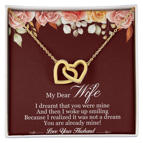 My Dear Wife Interlocking Hearts Necklace Message Card