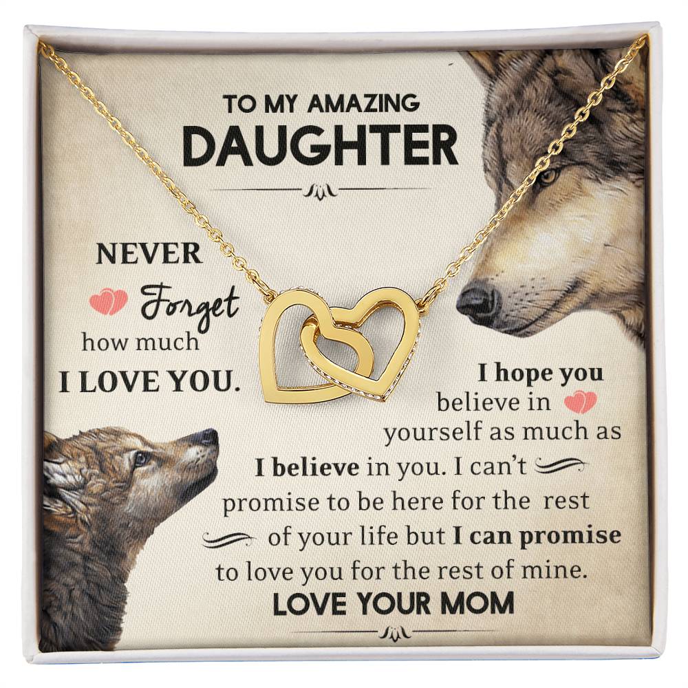 To My Daughter - Never Forget - Necklace Interlocking Hearts Necklace