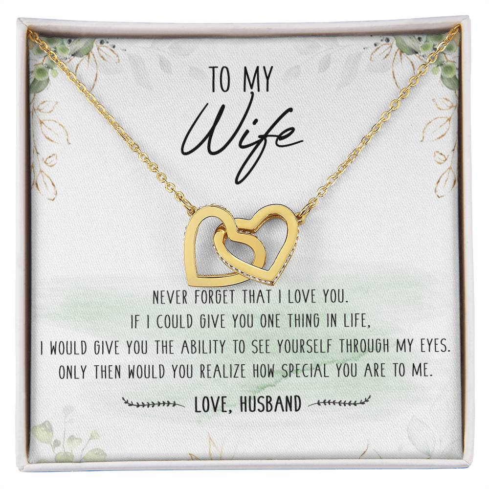 To My Wife Interlocking Hearts Necklace Message Card
