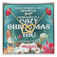 Husband To Wife - I'M Dreaming Of A Cozy Christmas You - Customizable Christmas Gift Interlocking Hearts Necklace
