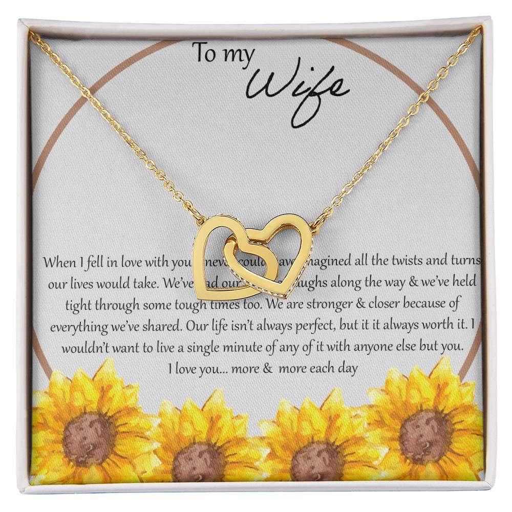 To My Wife When I Fell In Love With You - Daisy Interlocking Hearts Necklace